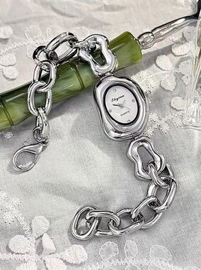 New Silver & Green Bracelet Watch